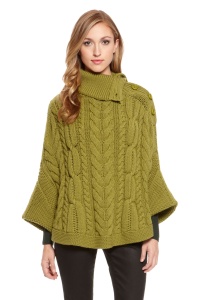 'Sibylla' | Virgin Wool Cable Knit Sweater Poncho by HUGO