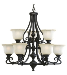 Thomasville Lighting Guildhall Collection 3-Light Forged Black Foyer Pendant
